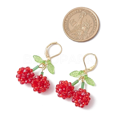 Acrylic Glass Cherry Leverback Earrings EJEW-MZ00444-1