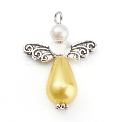 Imitation Pearl Acrylic Pendants PALLOY-JF00619-1