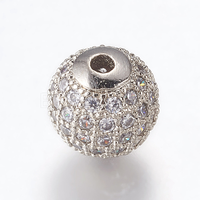 Brass Micro Pave Cubic Zirconia Beads ZIRC-E134-10mm-04P-1