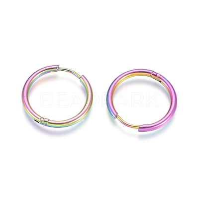 Ion Plating(IP) 304 Stainless Steel Huggie Hoop Earrings EJEW-F111A-19mm-Y-1
