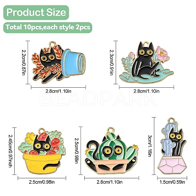 10Pcs 5 Styles Alloy Enamel Pandants FIND-YW0005-71-1