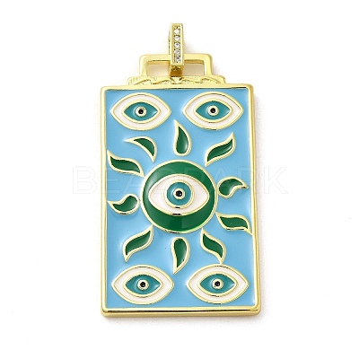Brass Micro Pave Cubic Zirconia Pendant with Enamel KK-H458-02G-B02-1