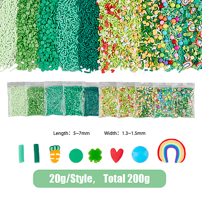 200G 10 Style Saint Patrick's Day Handmade Polymer Clay Cabochons Sets CLAY-FH0001-26-1