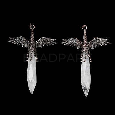 Natural Quartz Crystal Faceted Pointed Bullet Shaped Big Pendants G-T145-01R-04-1