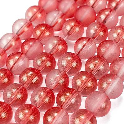 Frosted Transparent Glass Bead Strands X1-GLAA-P065-8mm-06-1