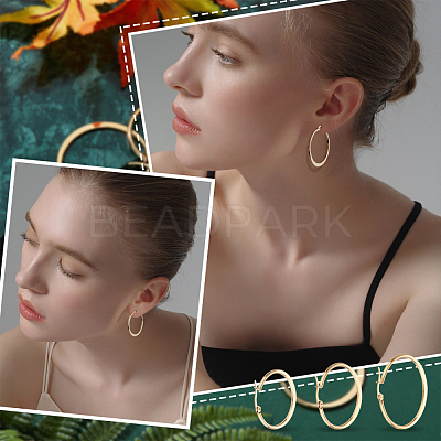 12 Pairs 6 Style 304 Stainless Steel Flat Hoop Earrings EJEW-UN0002-16-1