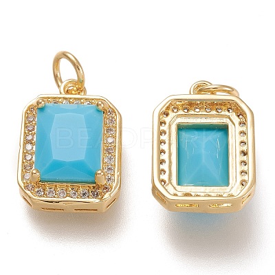 Brass Glass Charms X-ZIRC-F116-09D-G-1