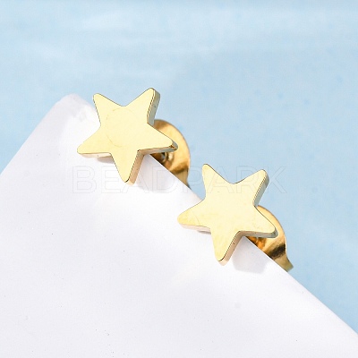 Ion Plating(IP) 304 Stainless Steel Ear Studs EJEW-P045-05G-1