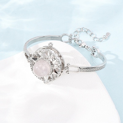 Rotating Sun Natural Rose Quartz Link Bracelets GG-CBA0251-11P-01-1