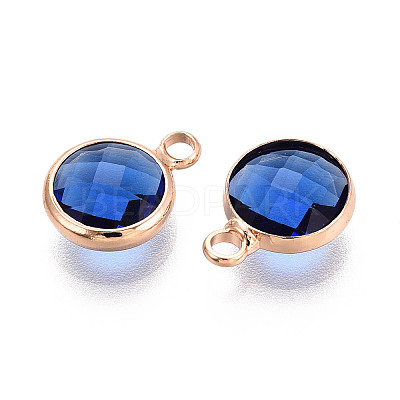 Golden Tone Brass Glass Charms GLAA-ZX008-24C-G-1
