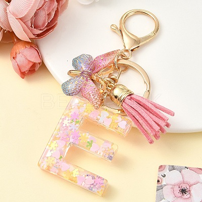Resin & Acrylic & Faux Suede Tassel Keychain KEYC-YW00124-05-1