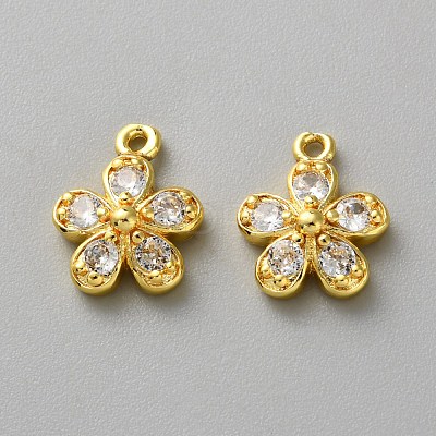 Brass with Cubic Zirconia Charms KK-WH0095-13G-1