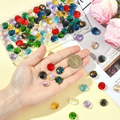 120Pcs 12 Colors Electroplate Glass Links Connectors EGLA-YW0005-65-1