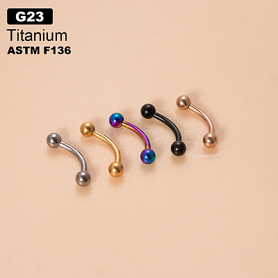 G23 Titanium Eyebrow Round Ball Curved Barbell Eyebrow Rings WGFD71D-34-1