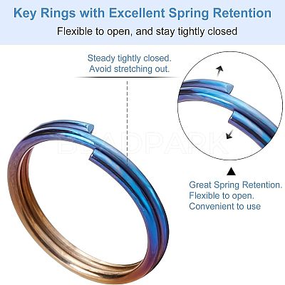 15Pcs 3 Styles Rainbow Color Titanium Alloy Split Rings FIND-OC0001-94-1
