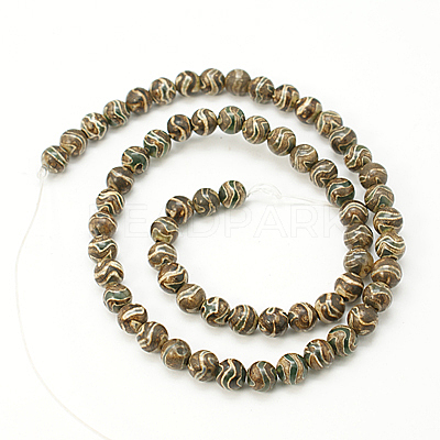 Tibetan Style Wave Pattern dZi Beads X-TDZI-D005-8mm-06-1