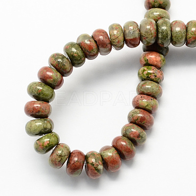 Natural Unakite Stone Beads Strands G-S105-8mm-11-1
