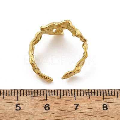 Irregular 304 Stainless Steel Open Cuff Rings RJEW-R014-03G-05-1