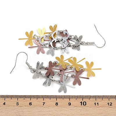430 Stainless Steel Dragonfly Dangle Earrings EJEW-A137-04P-03-1