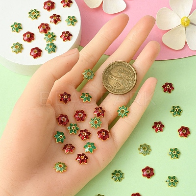 40Pcs 4 Styles Alloy Enamel Beads Caps ENAM-YW0003-97-1