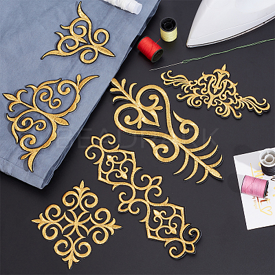 12Pcs 6 Styles Polyester Computerized Embroidery Iron on/Sew on Patches PATC-NB0001-18-1