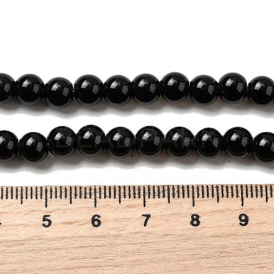 Natural Black Obsidian Beads Strands G-L632-A01-6mm-1