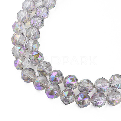 Electroplate Transparent Glass Beads Strands X-EGLA-N002-34B-C06-1