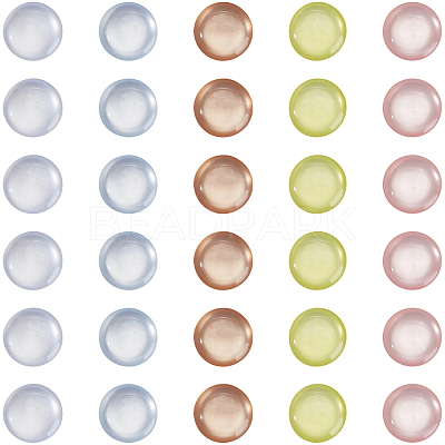 150Pcs 5 Colors Flat Round Resin Buttons BUTT-CY0001-24-1