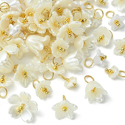 80Pcs 8 Styles ABS Plastic Imitation Pearl Pendants KY-CJ0001-95-1