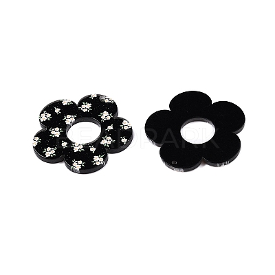 Flower Theme Printed Acrylic Pendants OACR-T028-06A-1