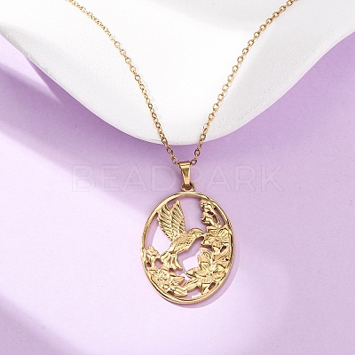 304 Stainless Steel Pendant Cable Chain Necklaces for Men Women NJEW-K308-03C-G-1