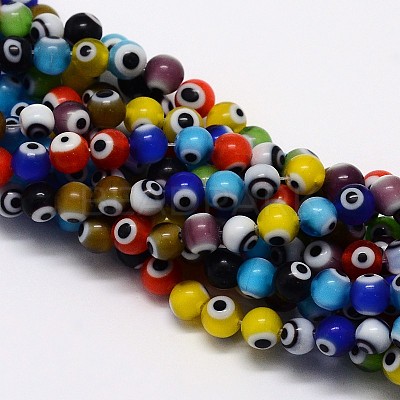 Handmade Evil Eye Lampwork Round Beads X-LAMP-L055-8mm-M-1