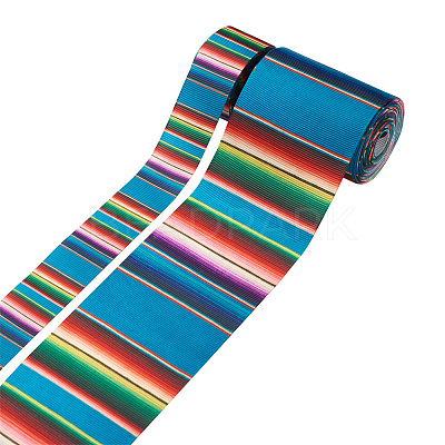 2Rolls 2 Styles Stripe Pattern Printed Polyester Grosgrain Ribbon OCOR-TA0001-37N-1