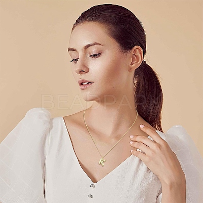 1Pc Initial Letter Brass Pendant Necklaces NJEW-YW0001-24X-1