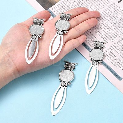 Owl Vintage Tibetan Style Alloy Bookmarks Cabochon Settings X-TIBE-Q032-28AS-NR-1