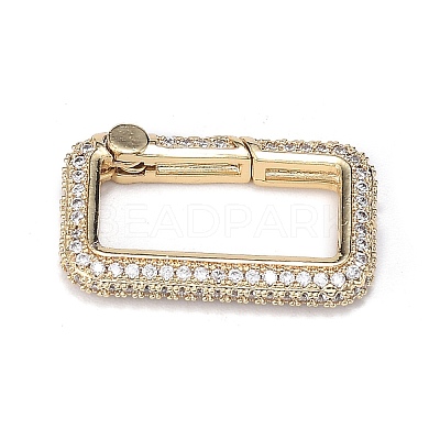 Brass Micro Pave Clear Cubic Zirconia Spring Gate Rings ZIRC-F120-006G-1