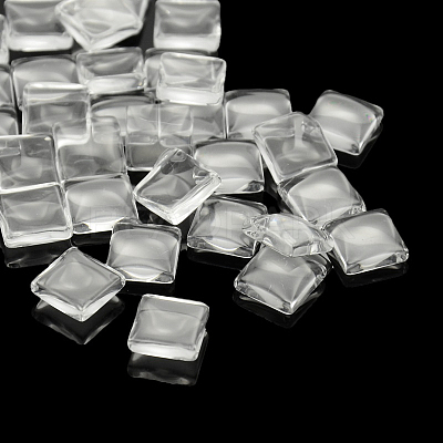 Transparent Glass Square Cabochons GGLA-A001-8mm-1