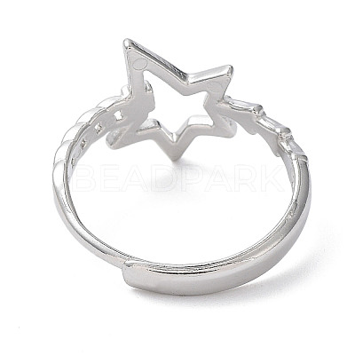 Non-Tarnish 304 Stainless Steel Hollow Star Adjustable Rings RJEW-D006-23P-1