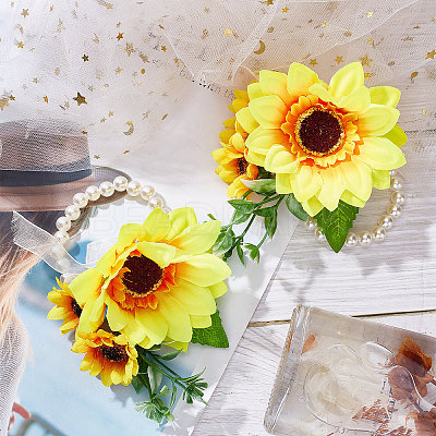 Silk Cloth Imitation Flower Wrist AJEW-CP0001-39-1