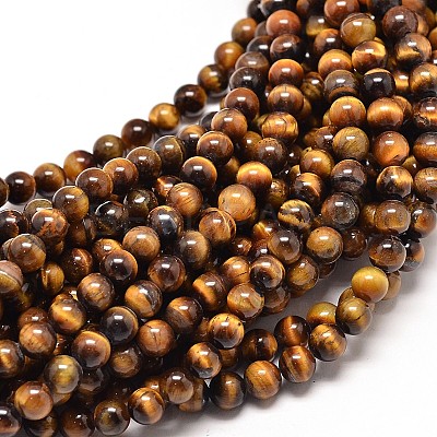 Natural Tiger Eye Round Bead Strands G-P072-33-4mm-1