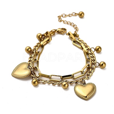 304 Stainless Steel Multi-strand Bracelets BJEW-Q040-05G-1