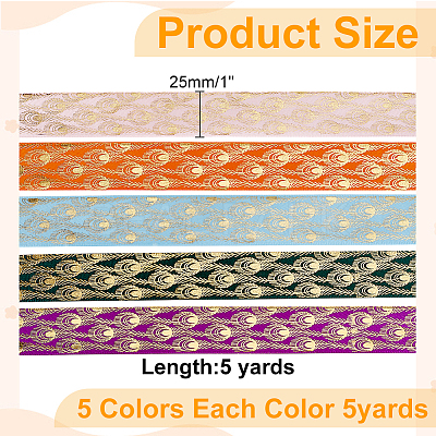 25 Yards 5 Colors Polyester Yarn Ribbon DIY-WR0004-73-1