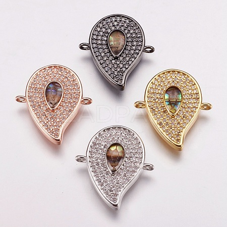Brass Micro Pave Cubic Zirconia Links ZIRC-F078-13-1