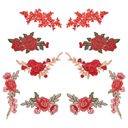5 Pairs 5 Style 3D Flower Appliques DIY-WR0003-83-1