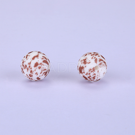 Printed Round Silicone Focal Beads SI-JX0056A-213-1