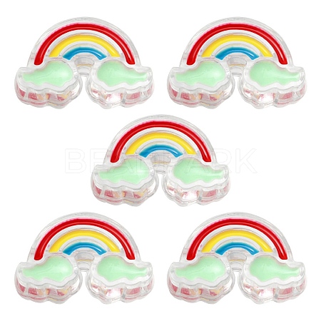 5Pcs Transparent Acrylic Enamel Beads OACR-YW0001-31C-1