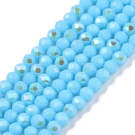 Electroplate Opaque Solid Color Glass Beads Strands EGLA-A044-P1mm-L08-1