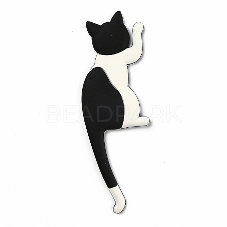 Cute Multifunction Cat Shape Acrylic Magnetic Refrigerator Sticker Fridge Magnets Hanging Hook AJEW-B002-01G-1