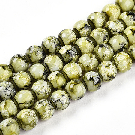 Baking Paint Glass Beads Strands DGLA-N003-10mm-A04-1
