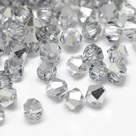 Electroplate Crystal Glass Bicone Beads GGLA-F026-C01-1